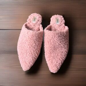 Birdies The Lark Women's Pink Blush Faux Shearling Slip On Mules Slides Size 6.5